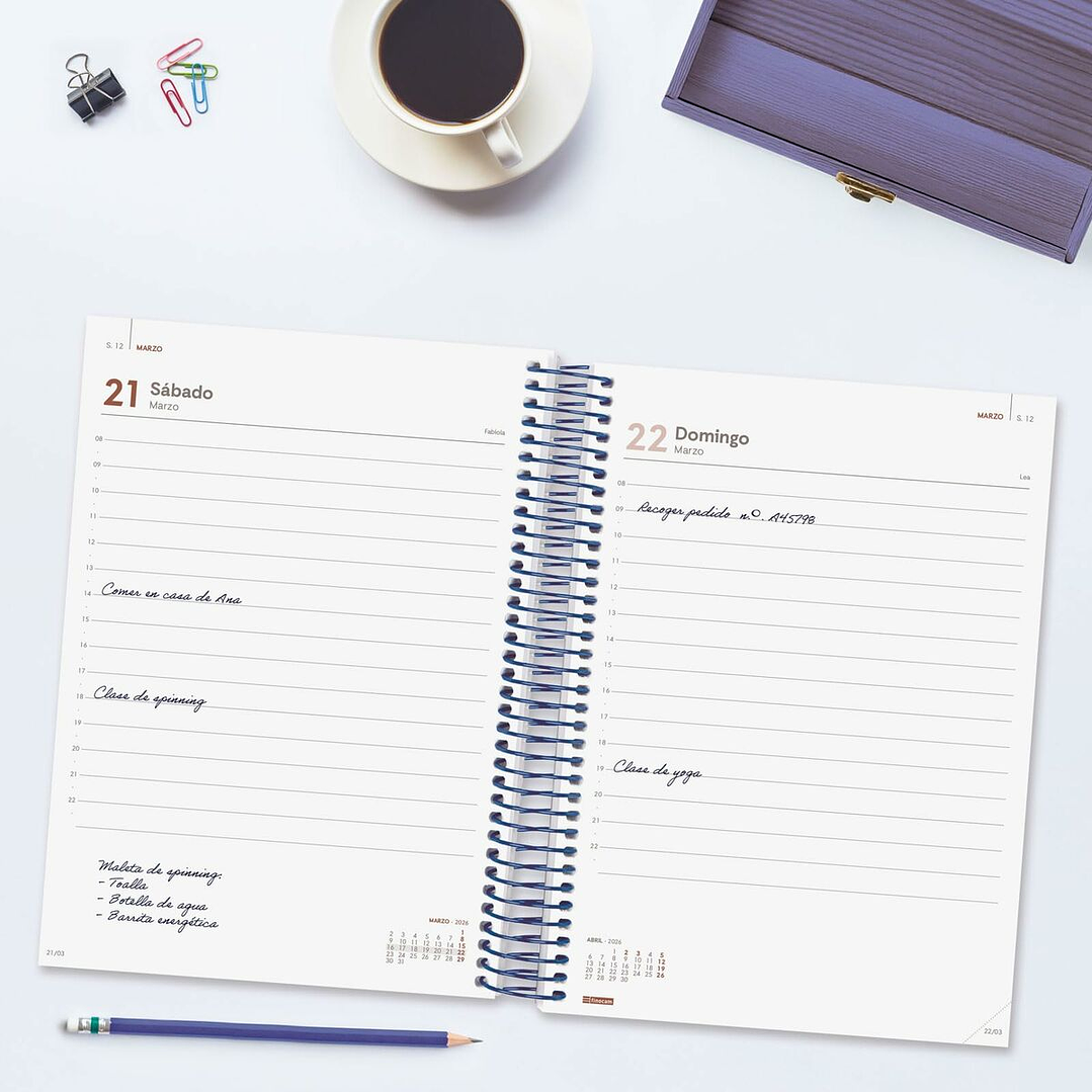 Agenda Finocam YEAR A5 Azul 2026 – Semana Vista Espiral 4
