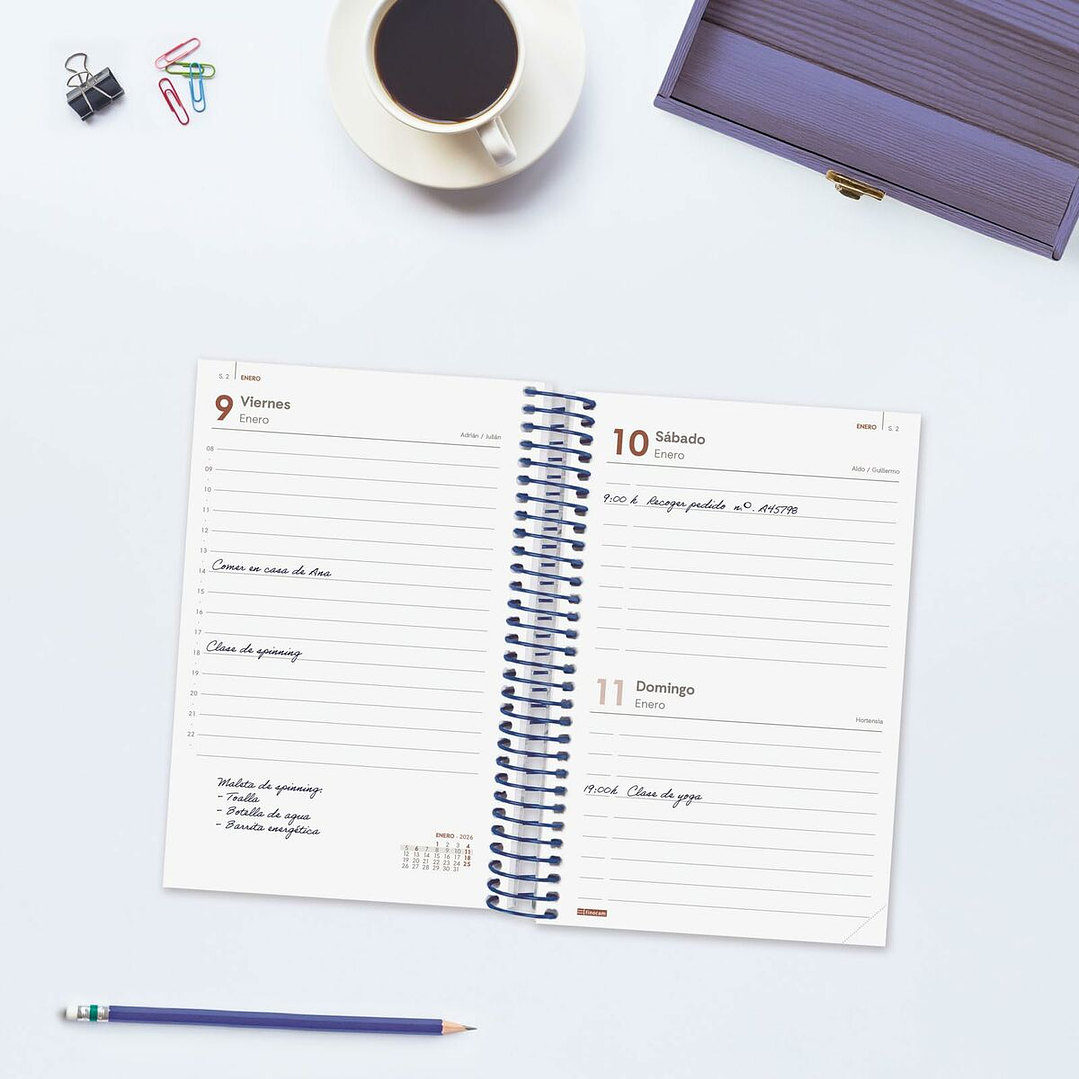 Agenda Finocam YEAR Azul 2026 Día Vista – Compacta y Funcional 4