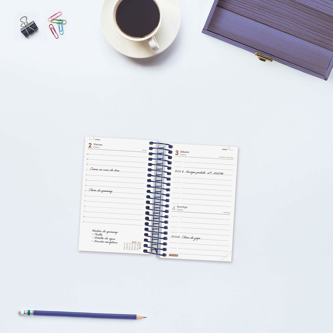 Agenda Finocam YEAR Mini Azul 2026 – Día Vista Compacta 2