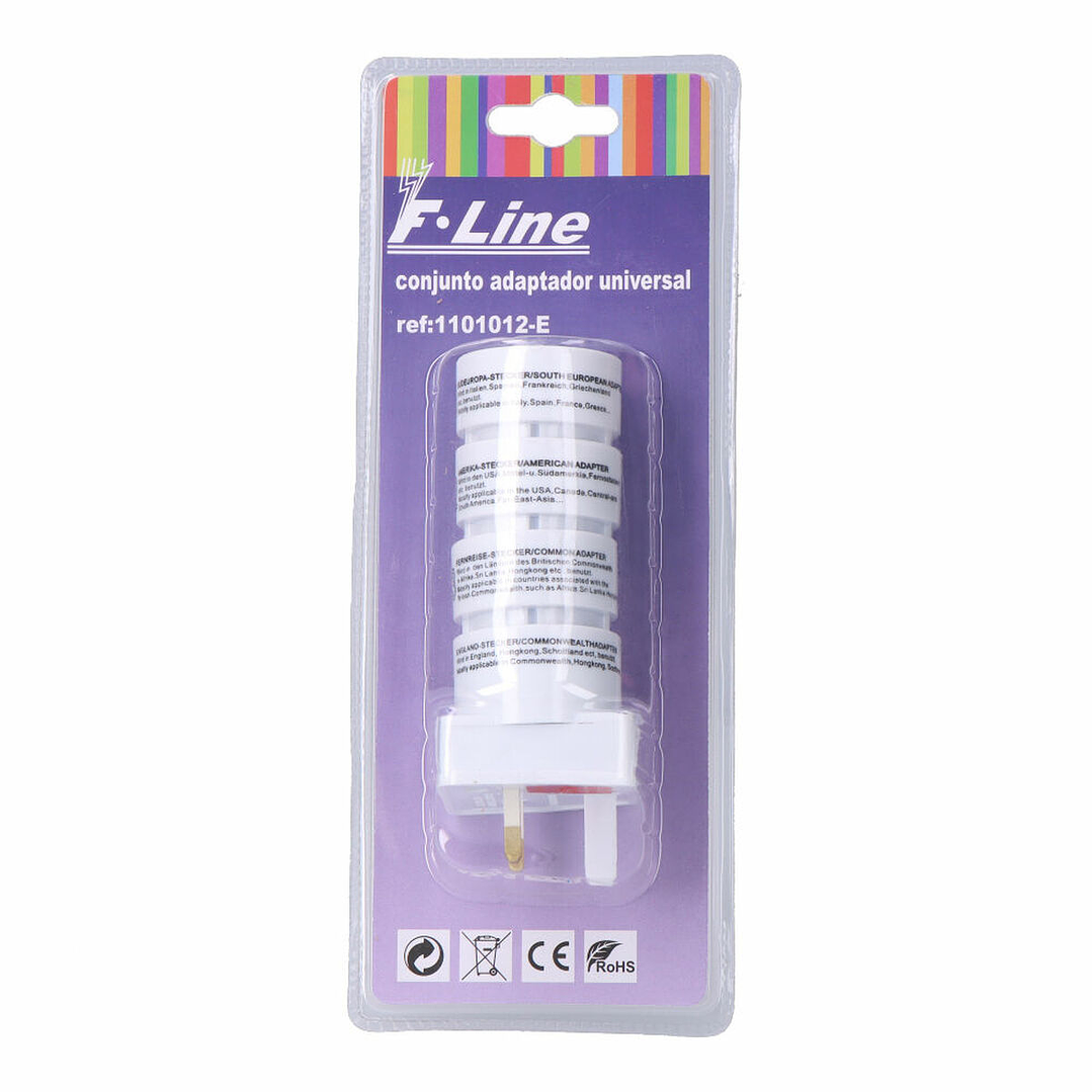 Adaptador Universal F-Line Enchufes EU UK US AU 1