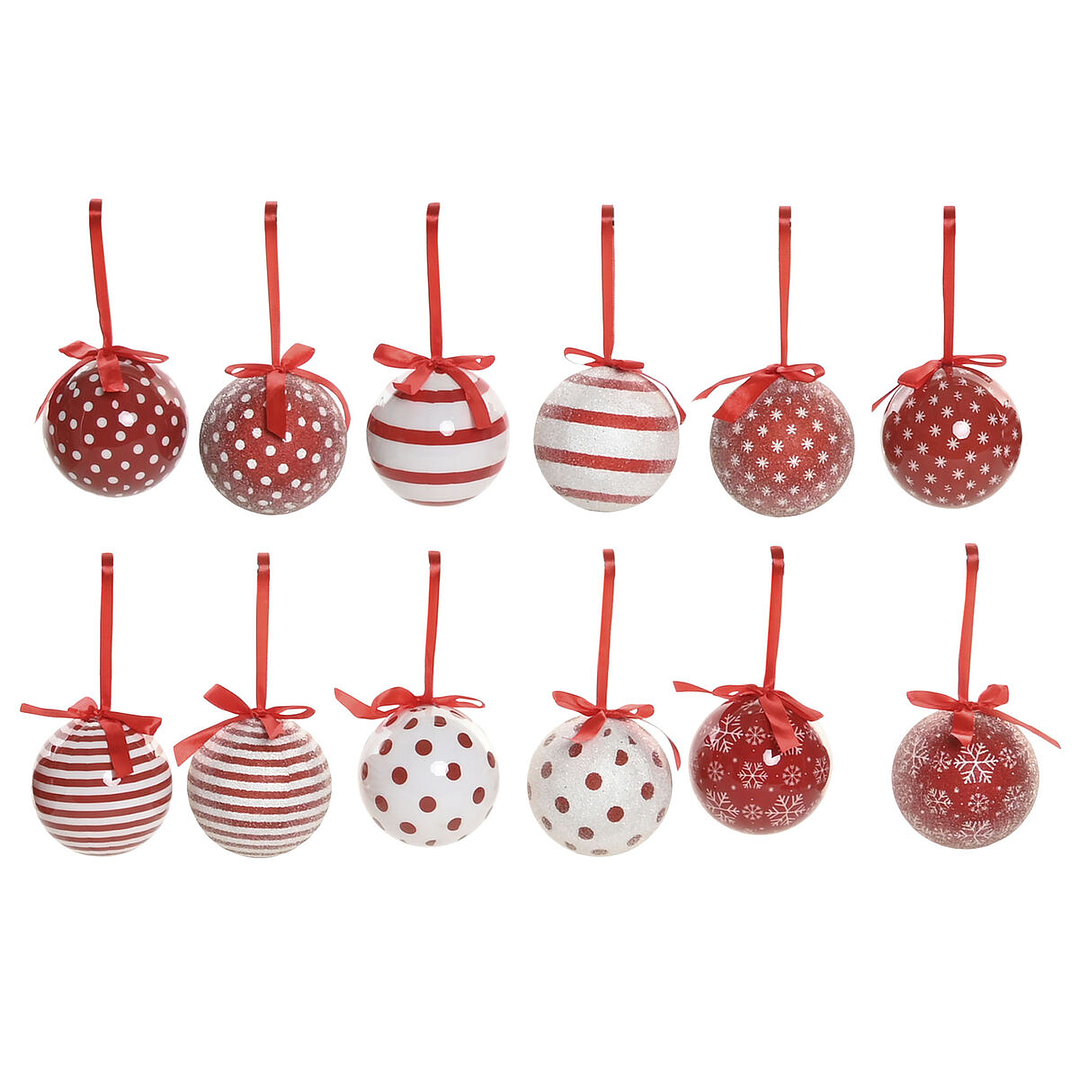 Bolas De Navidad Home ESPRIT Blanco Rojo 14 Piezas 3