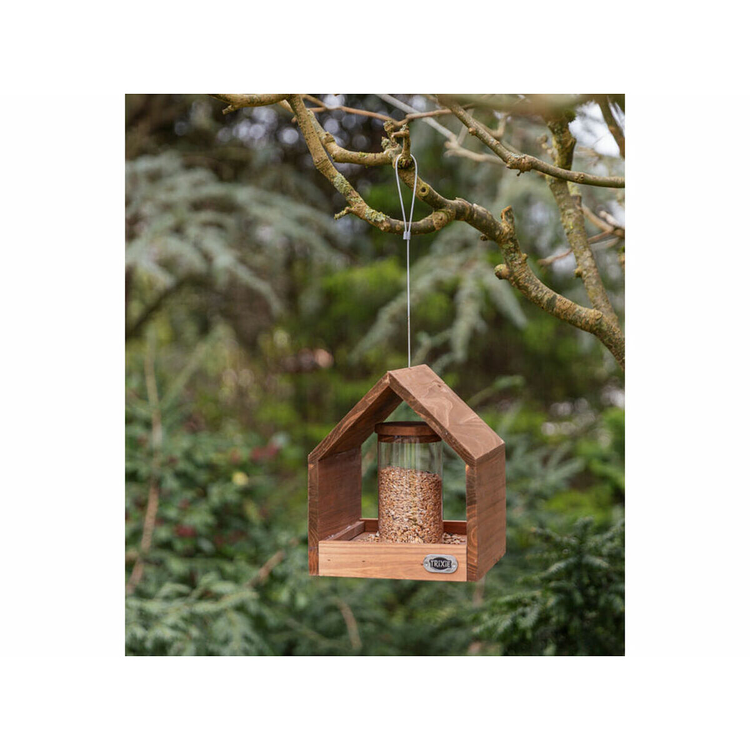 Comedero Trixie Marrón para Pájaros de Madera 20x24x20 cm 3