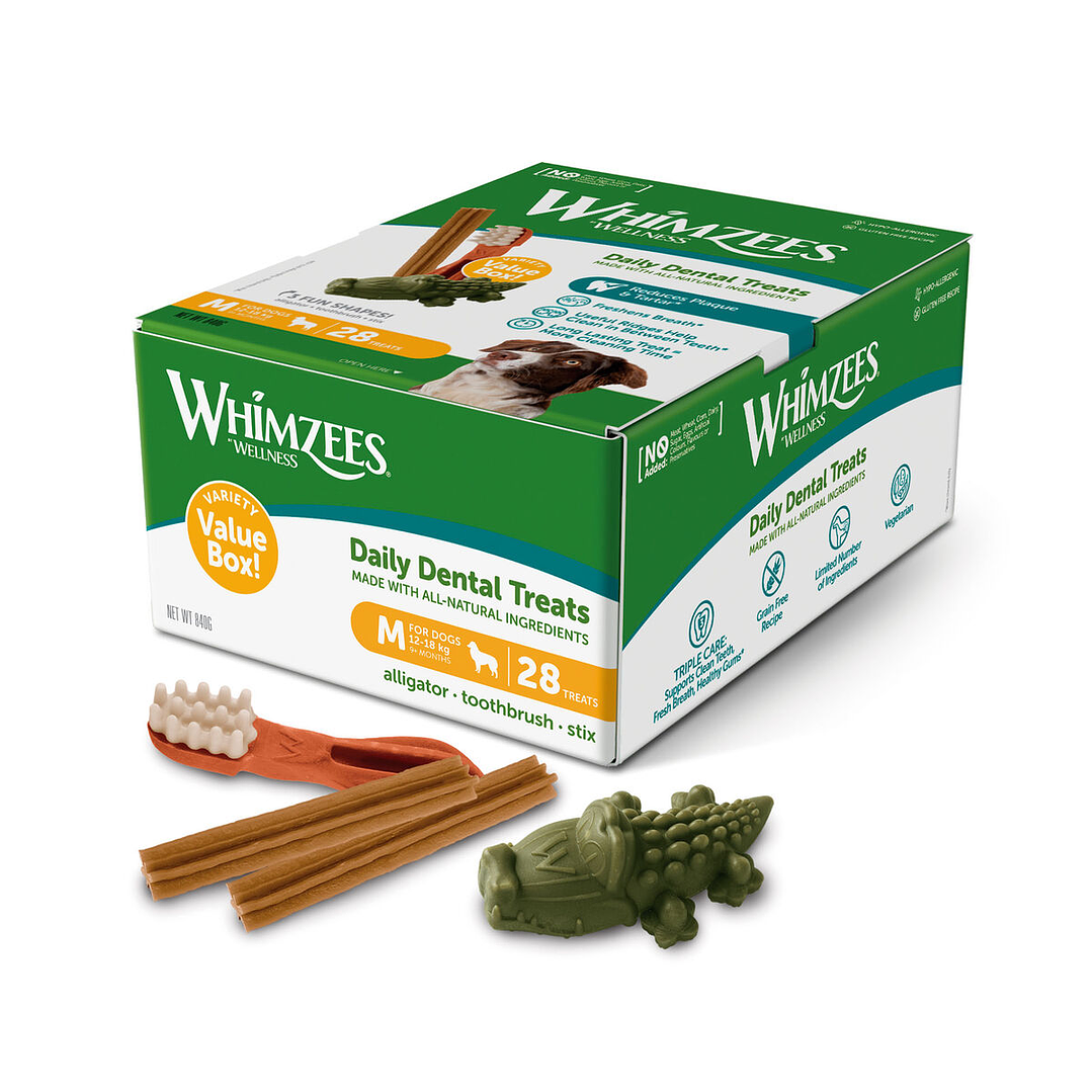 Whimzees Daily Dental Treats Caja 28 Unidades M 2