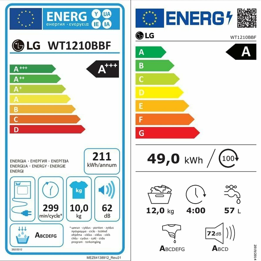 Lavadora Secadora LG WT1210BBF 12/10 Kg 1400 rpm 2