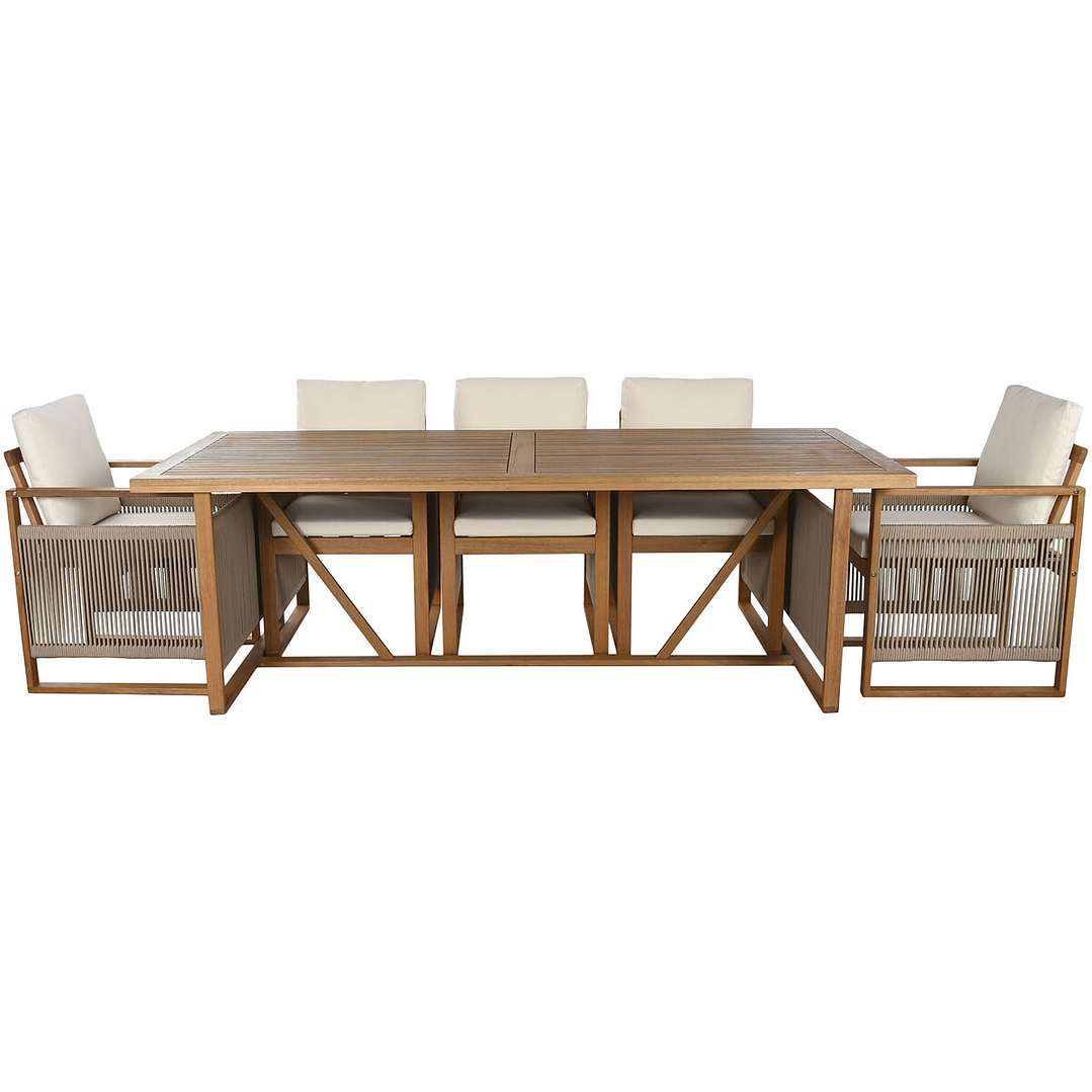 Conjunto Mesa y Sillas Home ESPRIT Marrón Eucalipto 230 cm 1