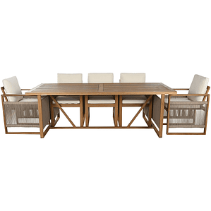 Conjunto Mesa y Sillas Home ESPRIT Marrón Eucalipto 230 cm