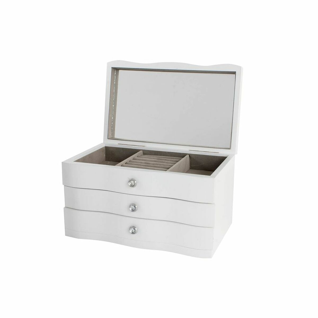 Caja Joyero DKD Home Decor Blanca MDF Con Espejo 1