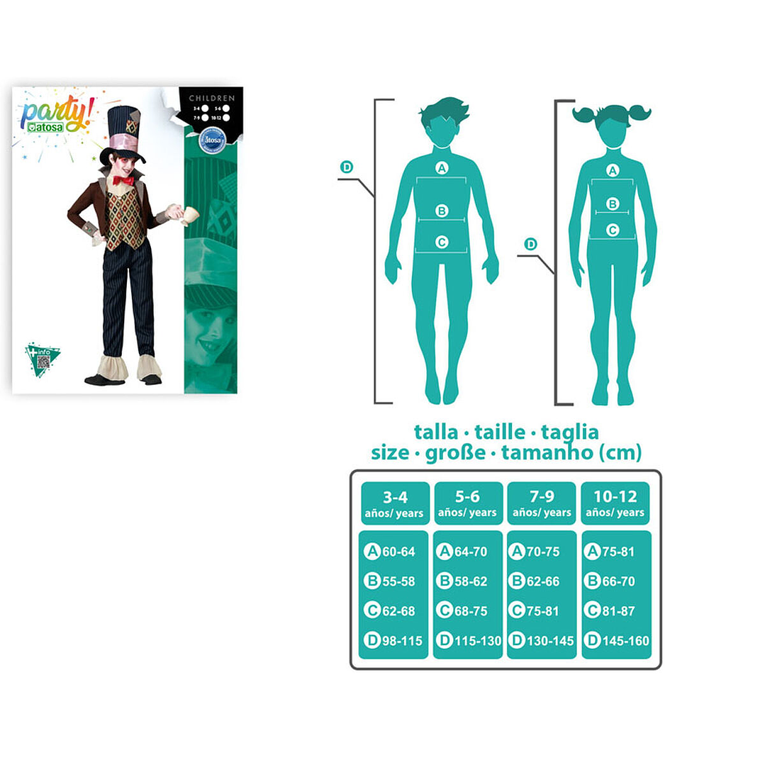 Disfraz Sombrerera Loca Niño 5 Piezas Poliéster 6