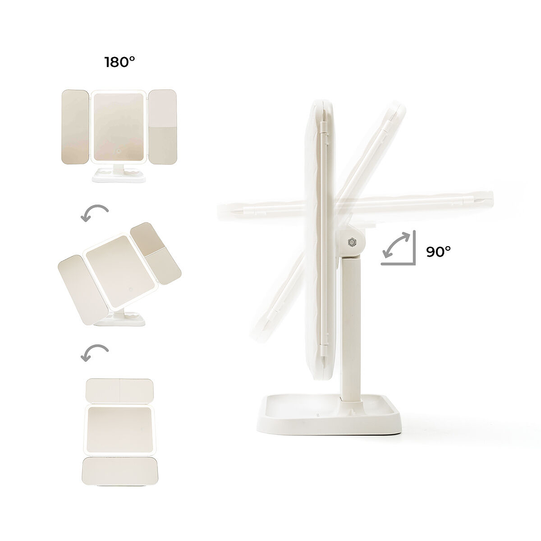 Espejo Tríptico LED Recargable con Aumento InnovaGoods 2