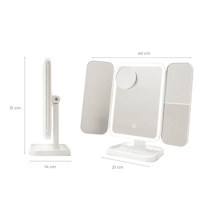 Espejo Tríptico LED Recargable con Aumento InnovaGoods 6