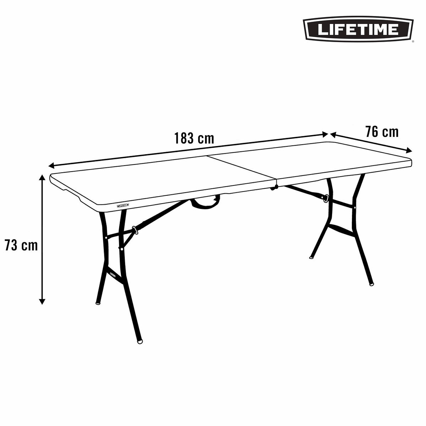 Mesa Plegable Lifetime Negra 183 cm HDPE 2