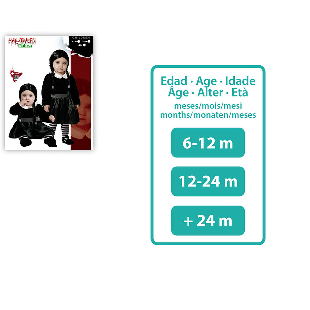 Disfraz Bebé Miércoles Negro 6-12 Meses 2