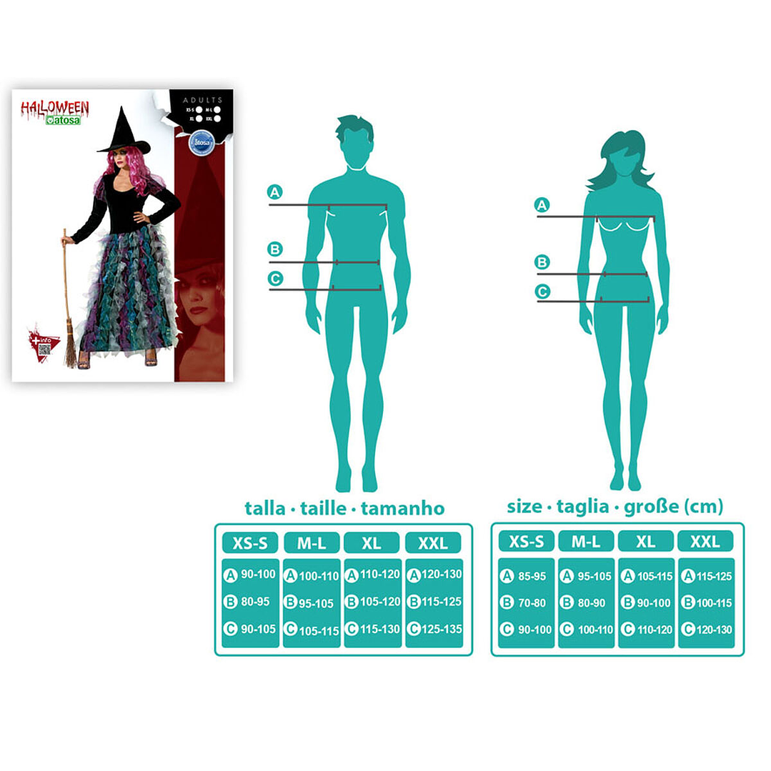 Disfraz Bruja Adulto Verde M/L Halloween 4