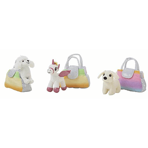 Peluche 24 cm con Bolso Unicornio Perro Caniche