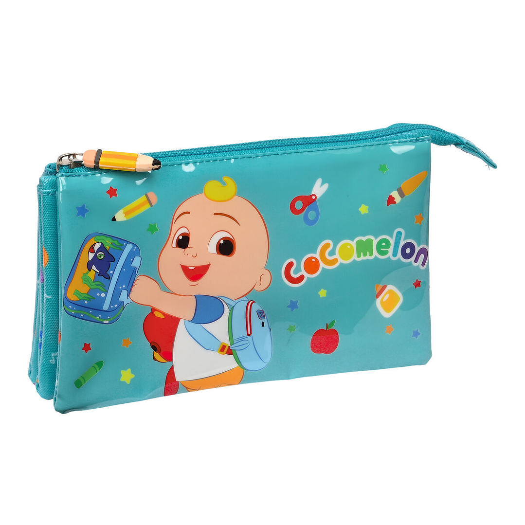 Estuche Triple CoComelon Azul Claro Preescolar 22x12x3 cm 1