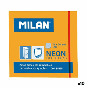 Notas Adhesivas Milan Naranja 76x76 mm (10 Uds)