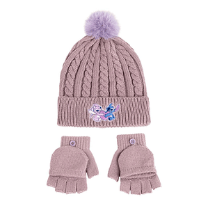 Gorro y Guantes Stitch Morado Invierno Talla Única