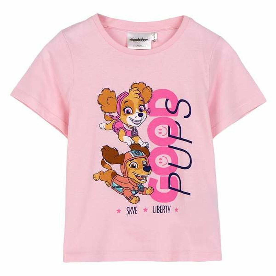 Camiseta Infantil Paw Patrol Manga Corta Rosa Blanco Talla 3 años 1
