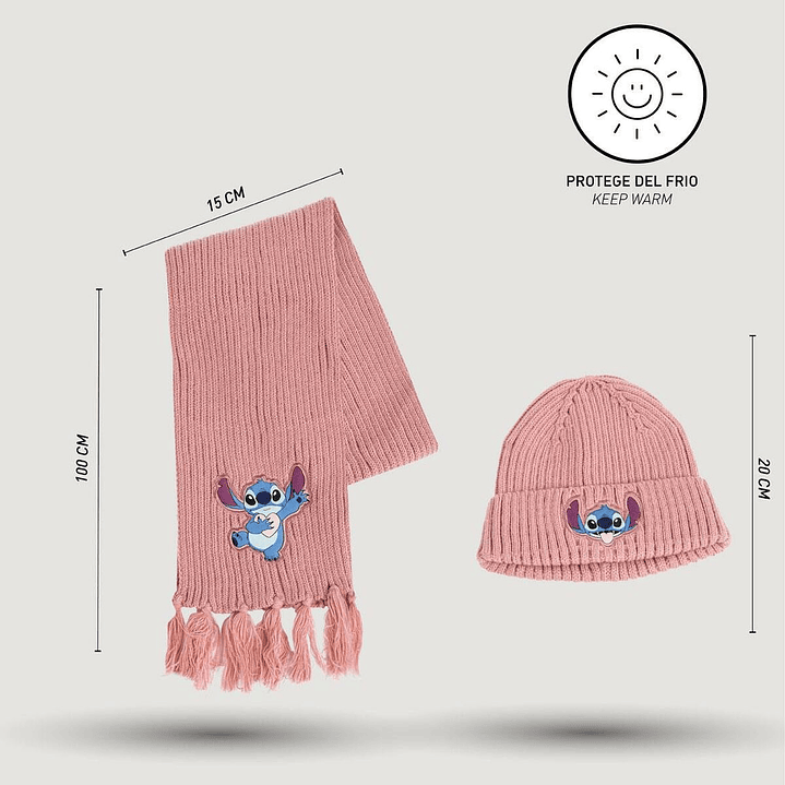 Gorro y Bufanda Stitch Invierno Talla Única Acrílico 2