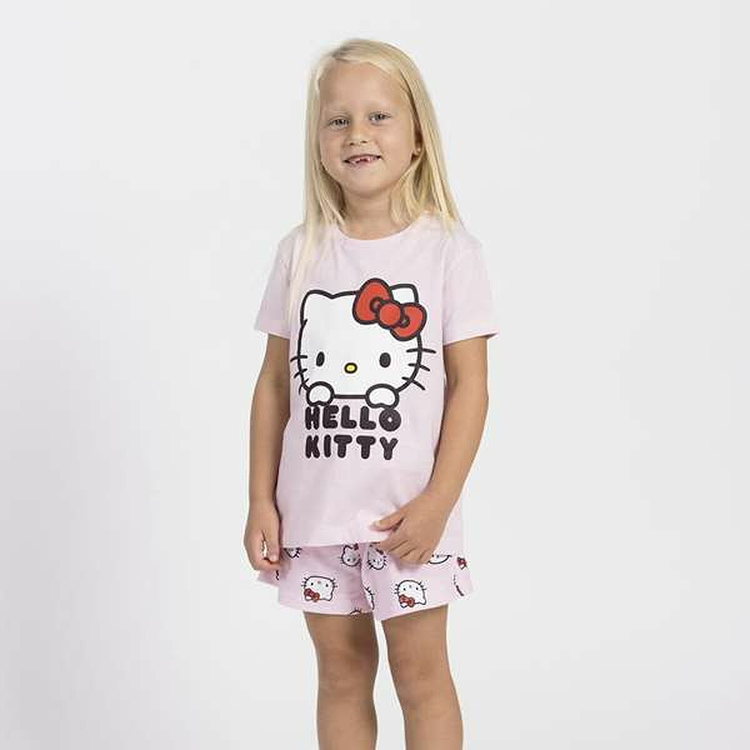 Pijama Infantil Hello Kitty Rosa 2 Piezas Niña 3