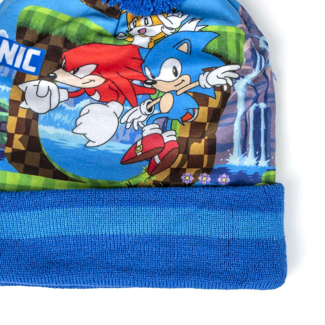 Gorro y Guantes Sonic Azul Infantil Invierno 4