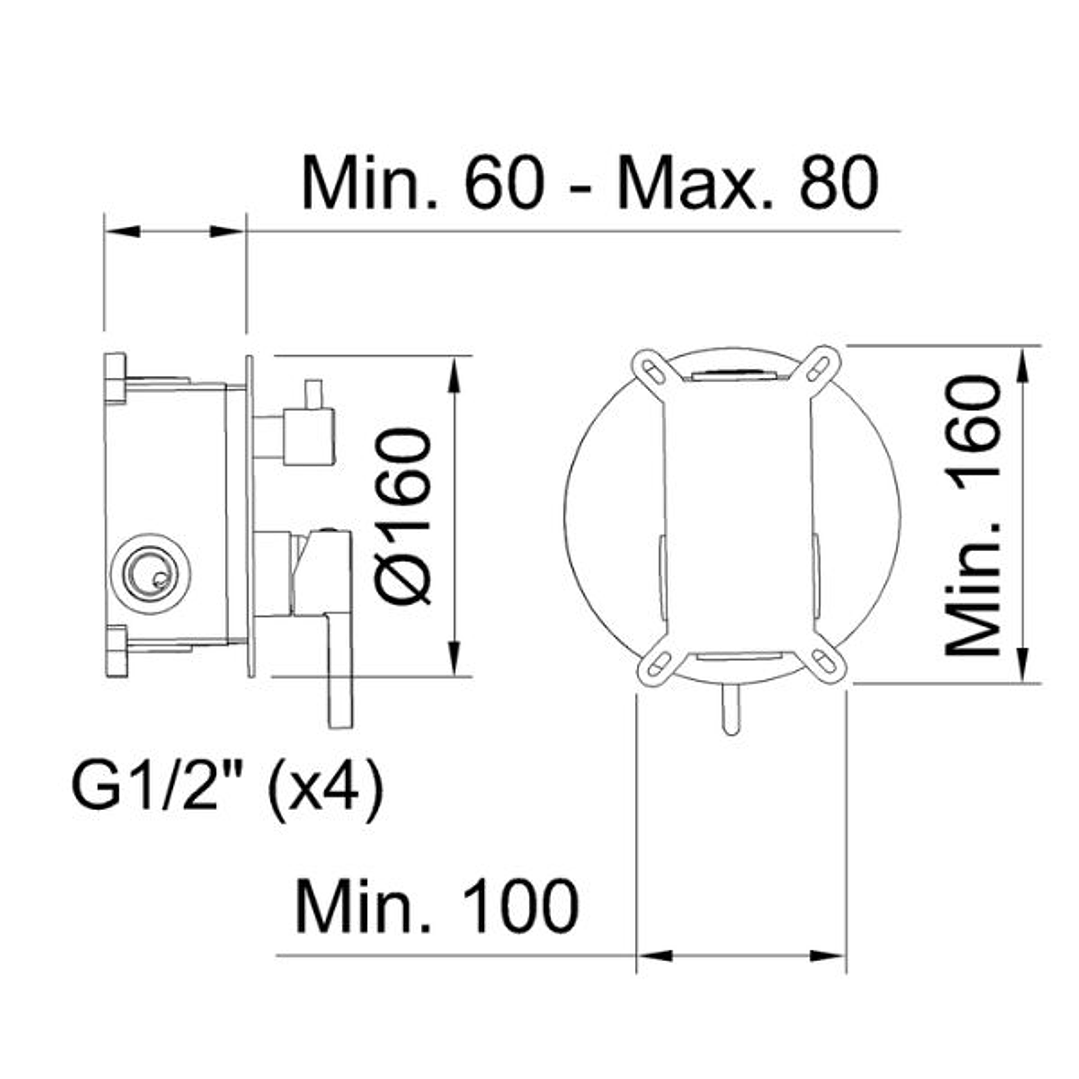 Grifo Ducha Empotrado 2 Vías Nexus Oro Cepillado 2