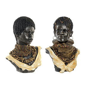 Figura Decorativa DKD Colonial Africana 2 Unidades