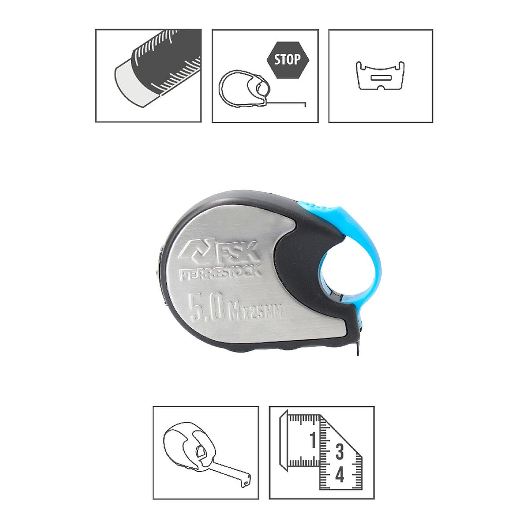 Flexómetro Ferrestock ST 5m x 25mm Nylon Alta Precisión 2