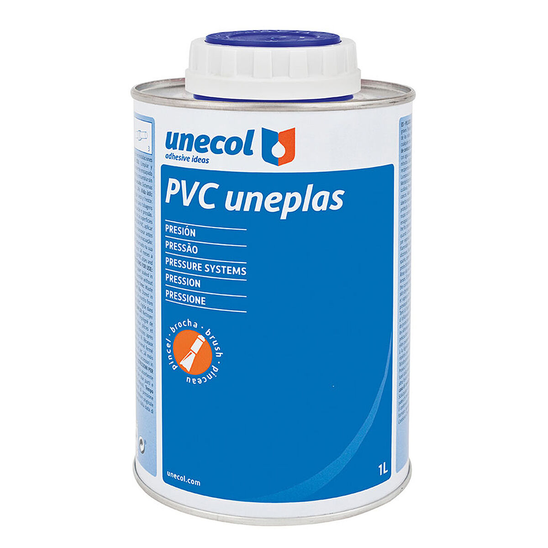 Adhesivo PVC Unecol Uneplas A2040 1L con Pincel 1
