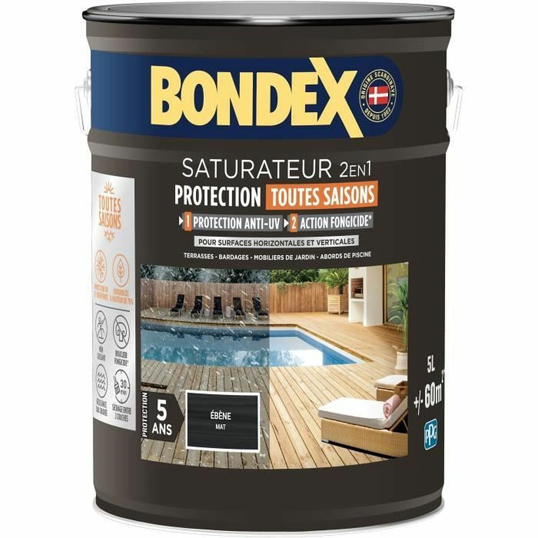 Barniz Bondex Ébano Mate 5L Madera Exterior 1