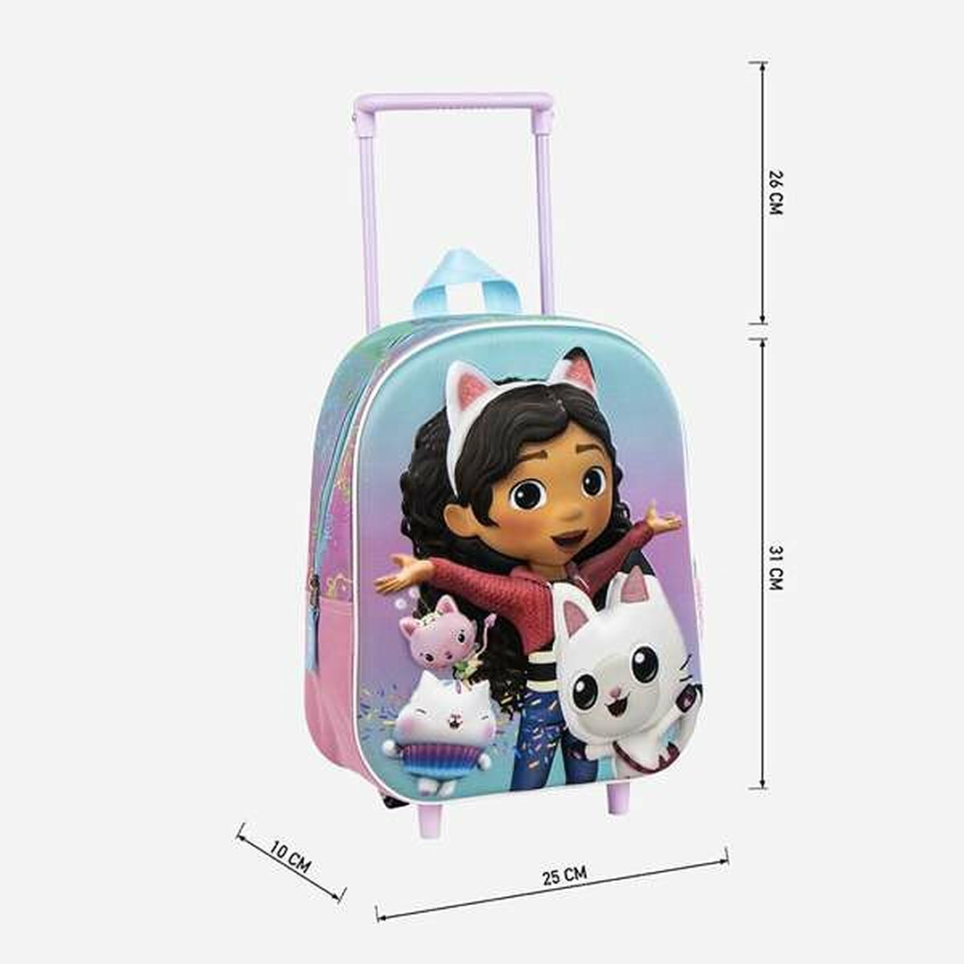 Mochila Gabby's Dollhouse 3D con Ruedas Rosa 4