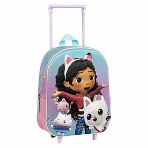 Mochila Gabby's Dollhouse 3D con Ruedas Rosa
