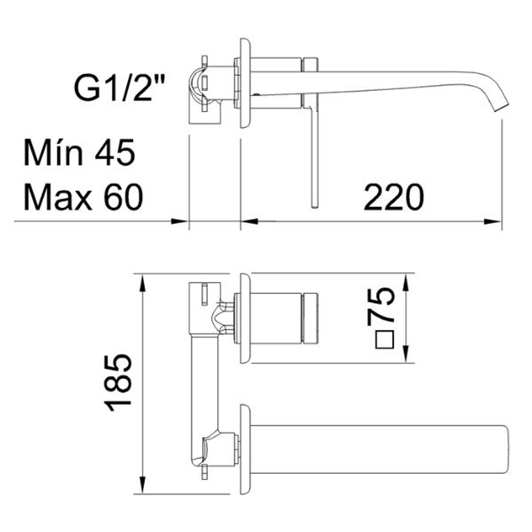 Grifo Empotrado Velvet I Gunmetal 5L/min 5