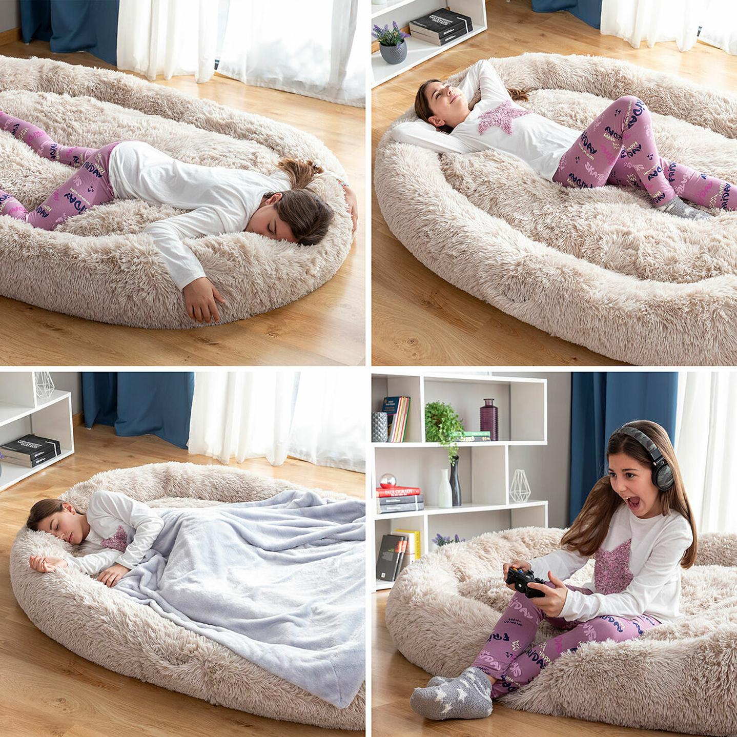Cama XXL para Humanos InnovaGoods Antiestrés Beige 15