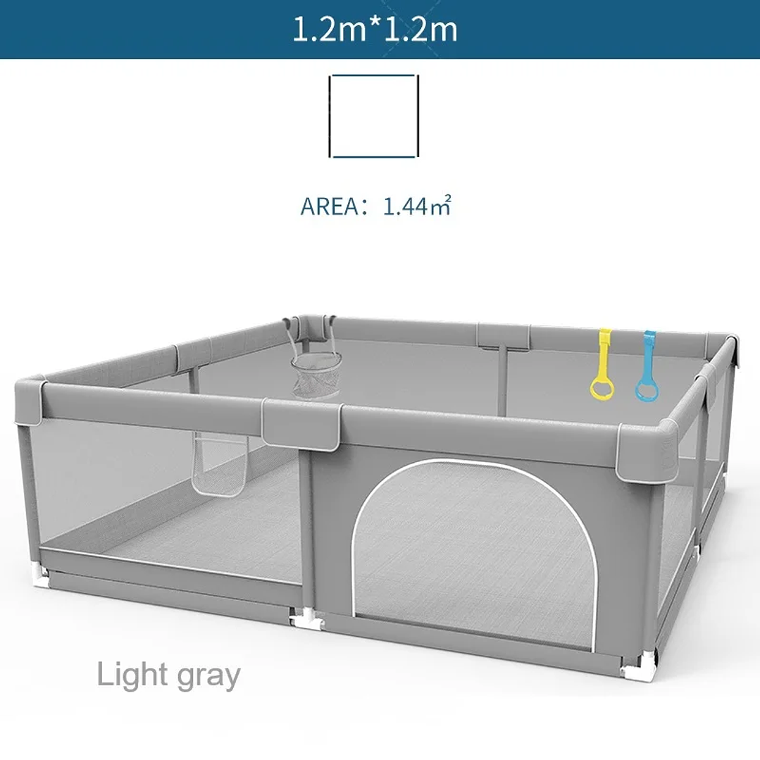 Parque Infantil IMBABY Gris con Valla y Caja de Bolas 8