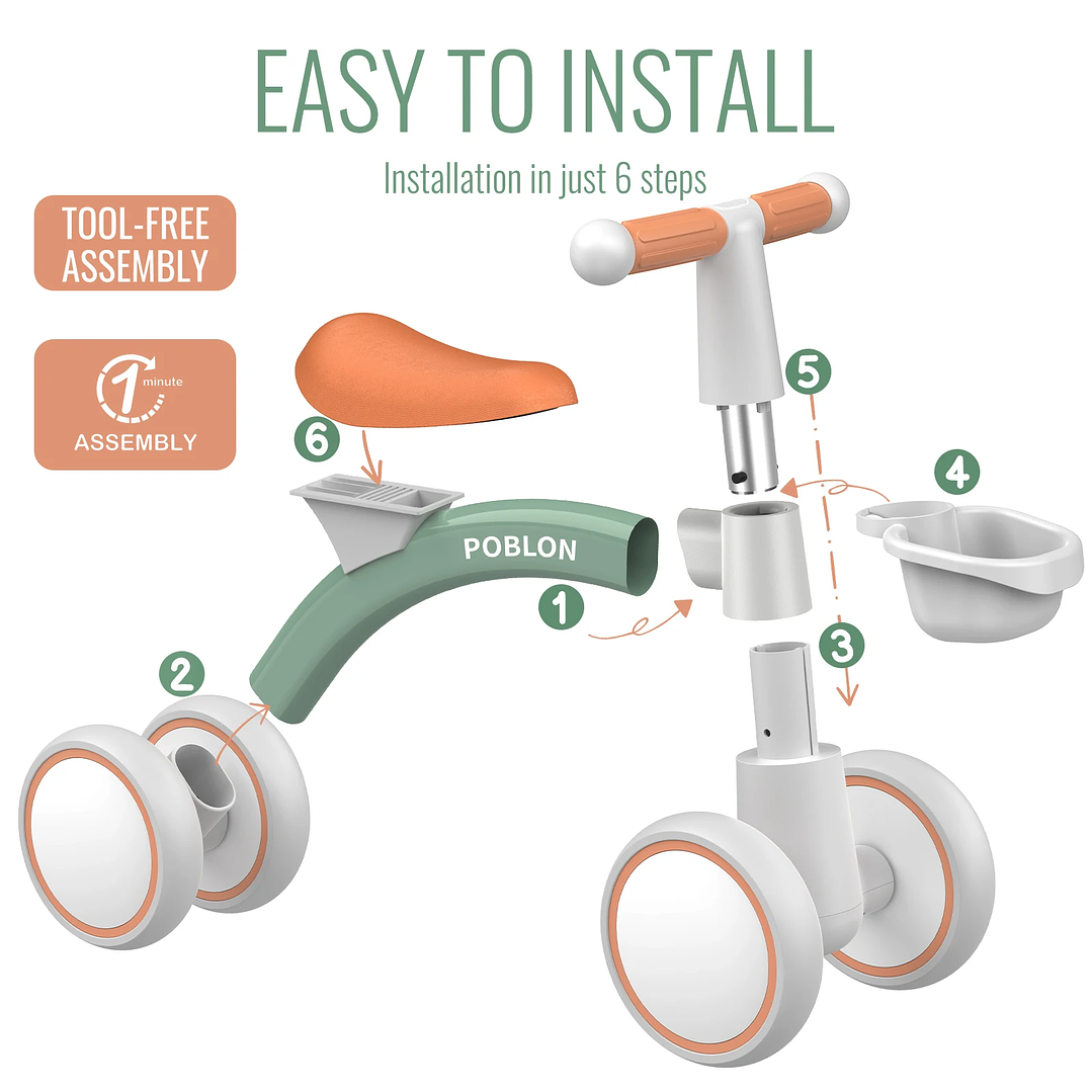 Bicicleta Deslizante Avoi 3 Ruedas con Cesta y Dirección Limitada 10