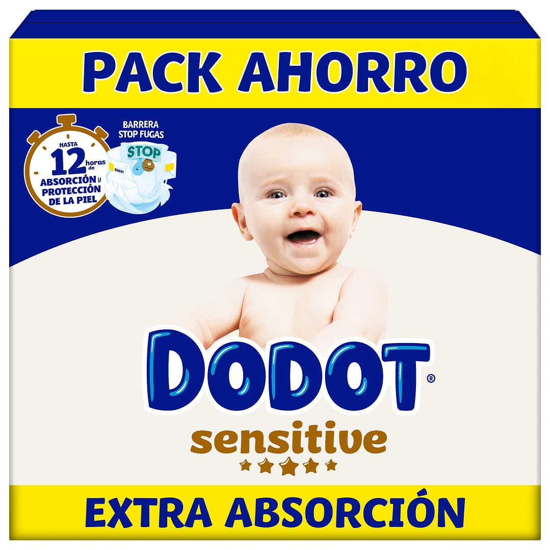 Dodot Sensitive Extra Pañales Bebé Pack Mensual Tallas 3+ a 6+ 1