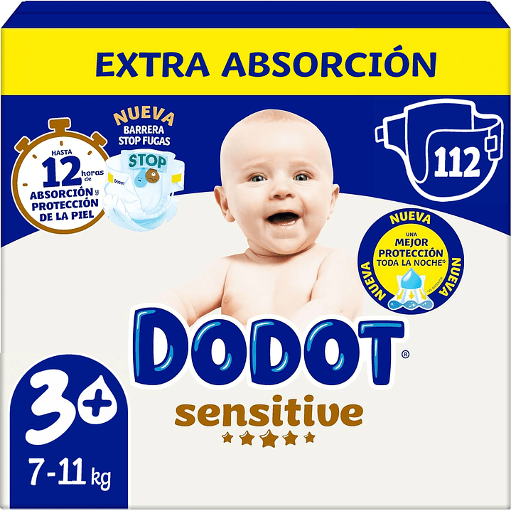 Dodot Sensitive Extra Pañales Bebé Pack Mensual Tallas 3+ a 6+ 9