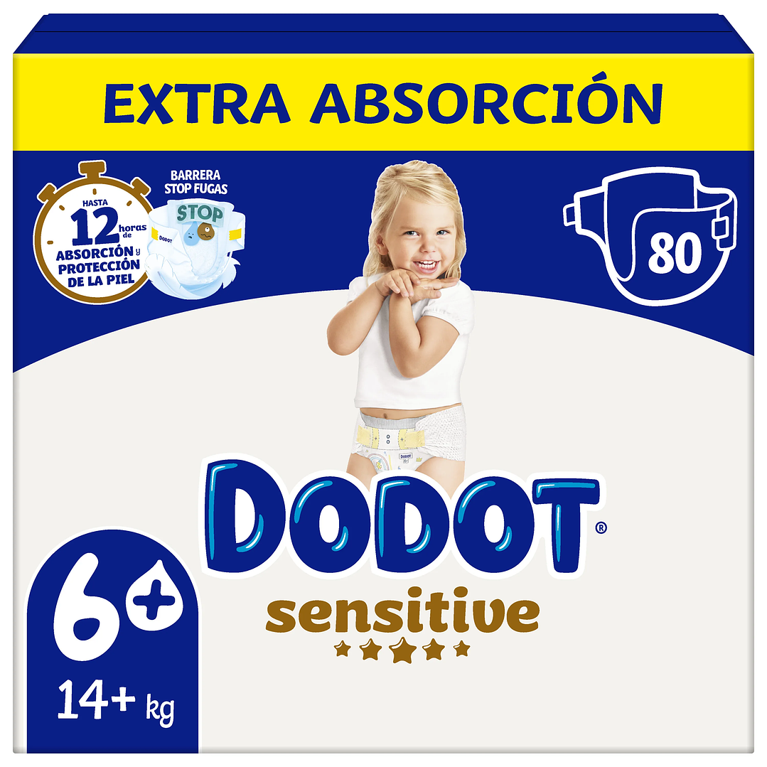 Dodot Sensitive Extra Pañales Bebé Pack Mensual Tallas 3+ a 6+ 10