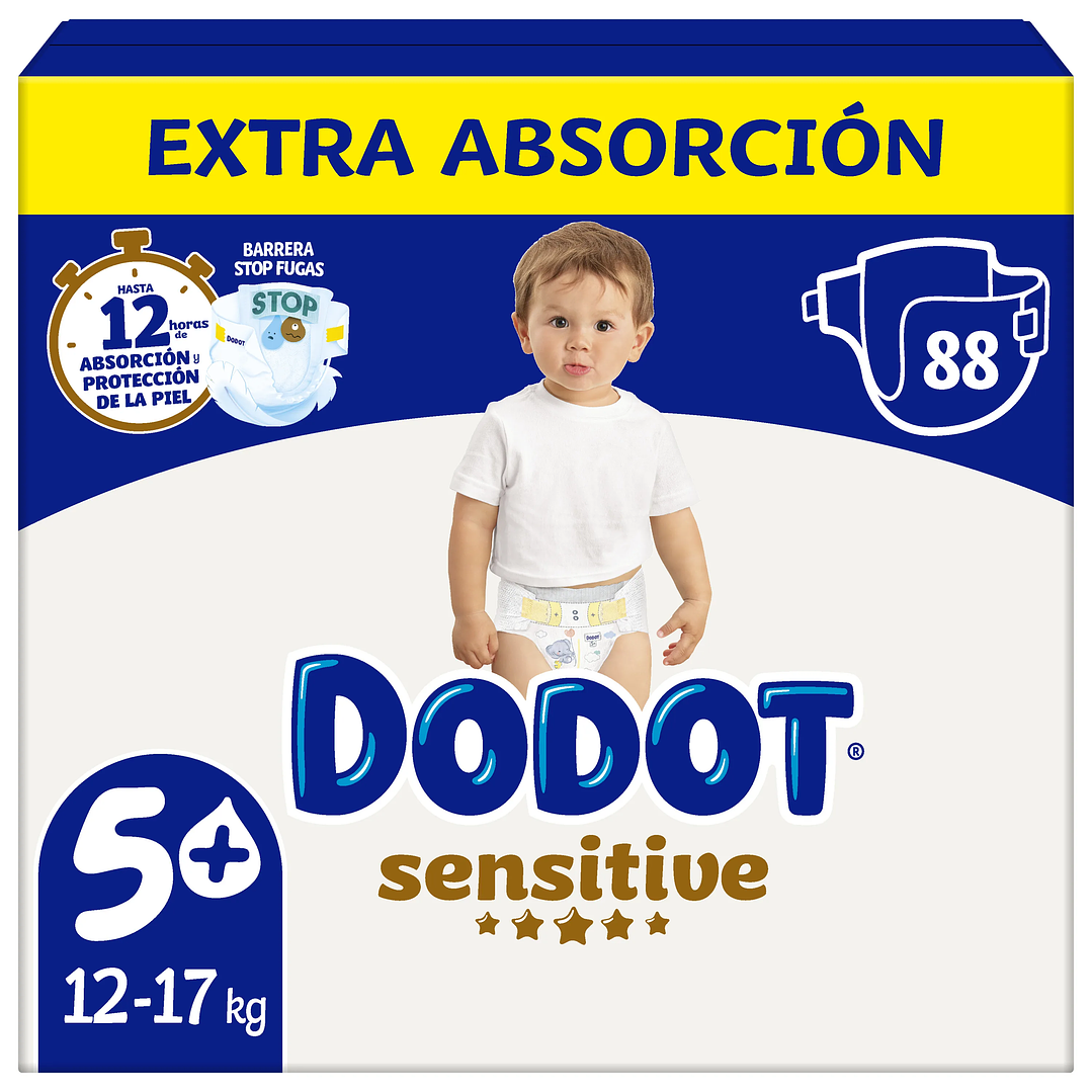 Dodot Sensitive Extra Pañales Bebé Pack Mensual Tallas 3+ a 6+ 12