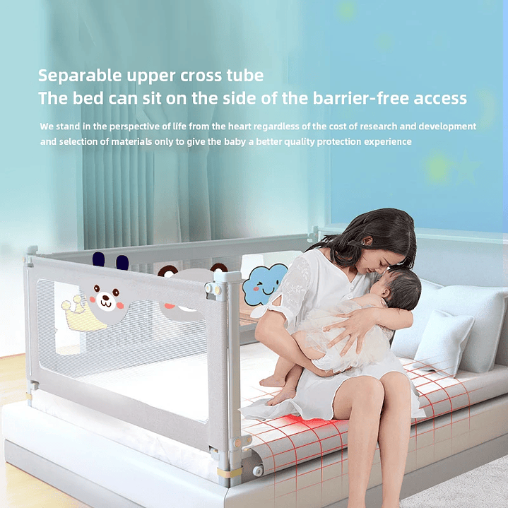 Barandilla de Cama IMBABY Elevable 1.5–2m Seguridad Bebé 3