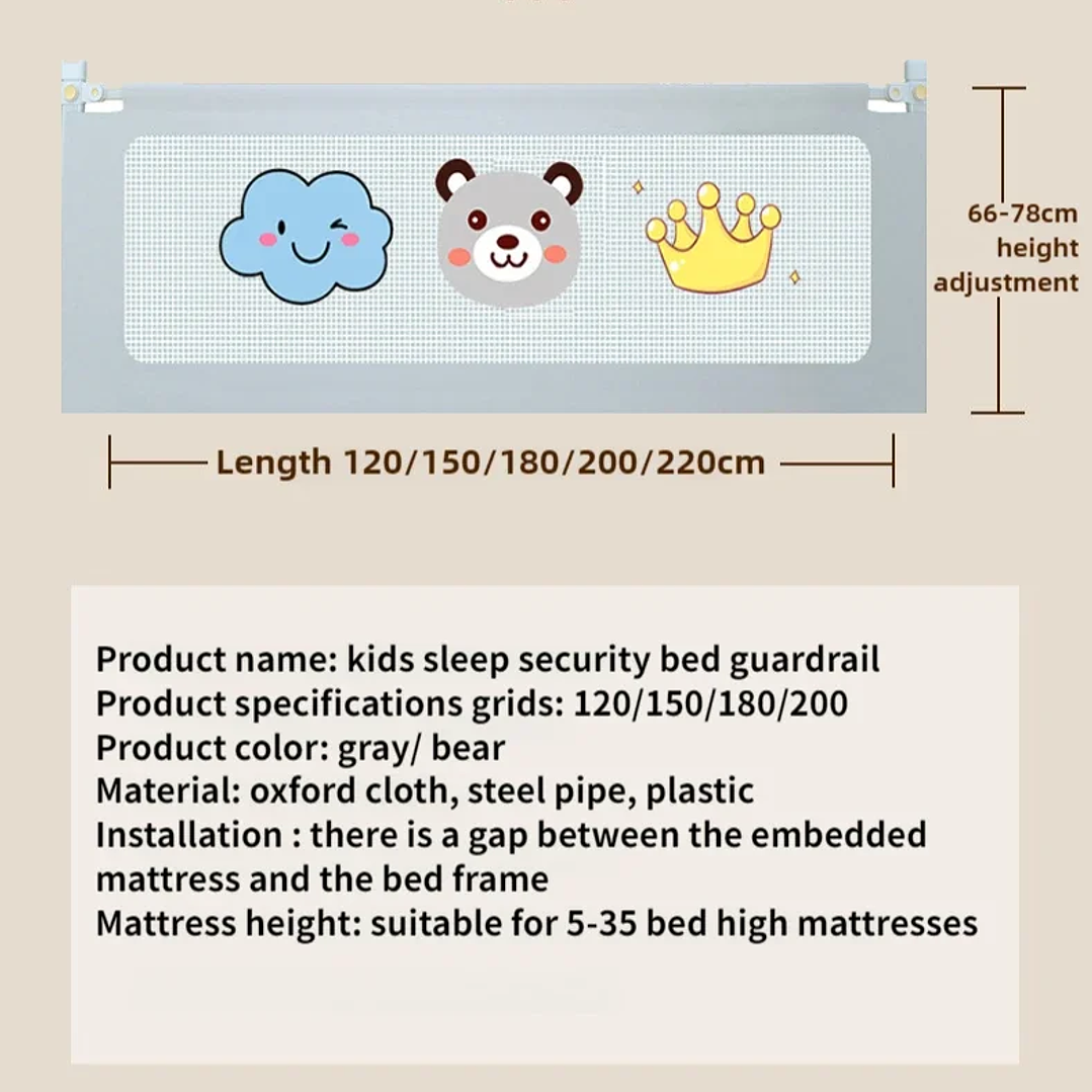 Barandilla de Cama IMBABY Elevable 1.5–2m Seguridad Bebé 18