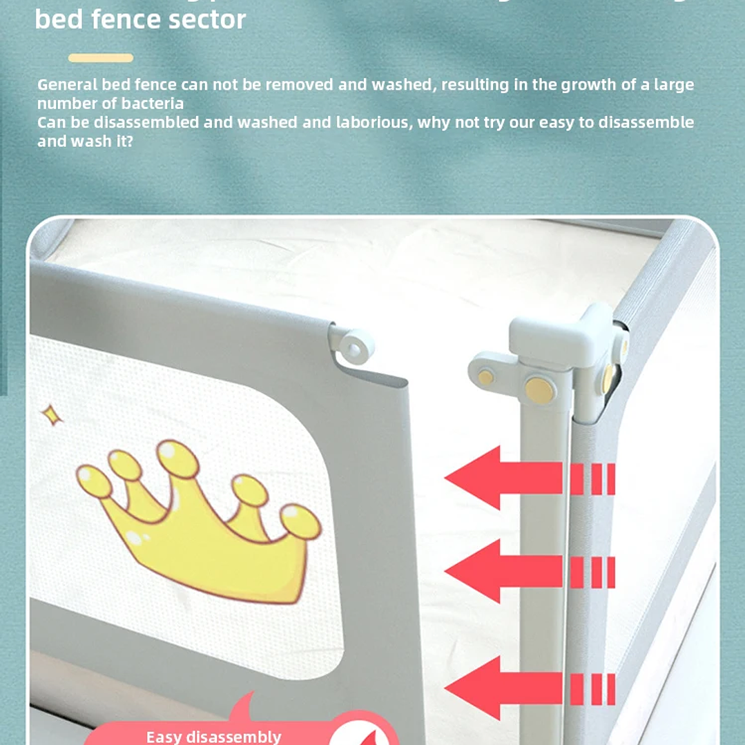 Barandilla de Cama IMBABY Elevable 1.5–2m Seguridad Bebé 23
