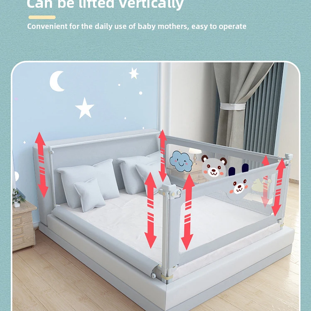 Barandilla de Cama IMBABY Elevable 1.5–2m Seguridad Bebé 29