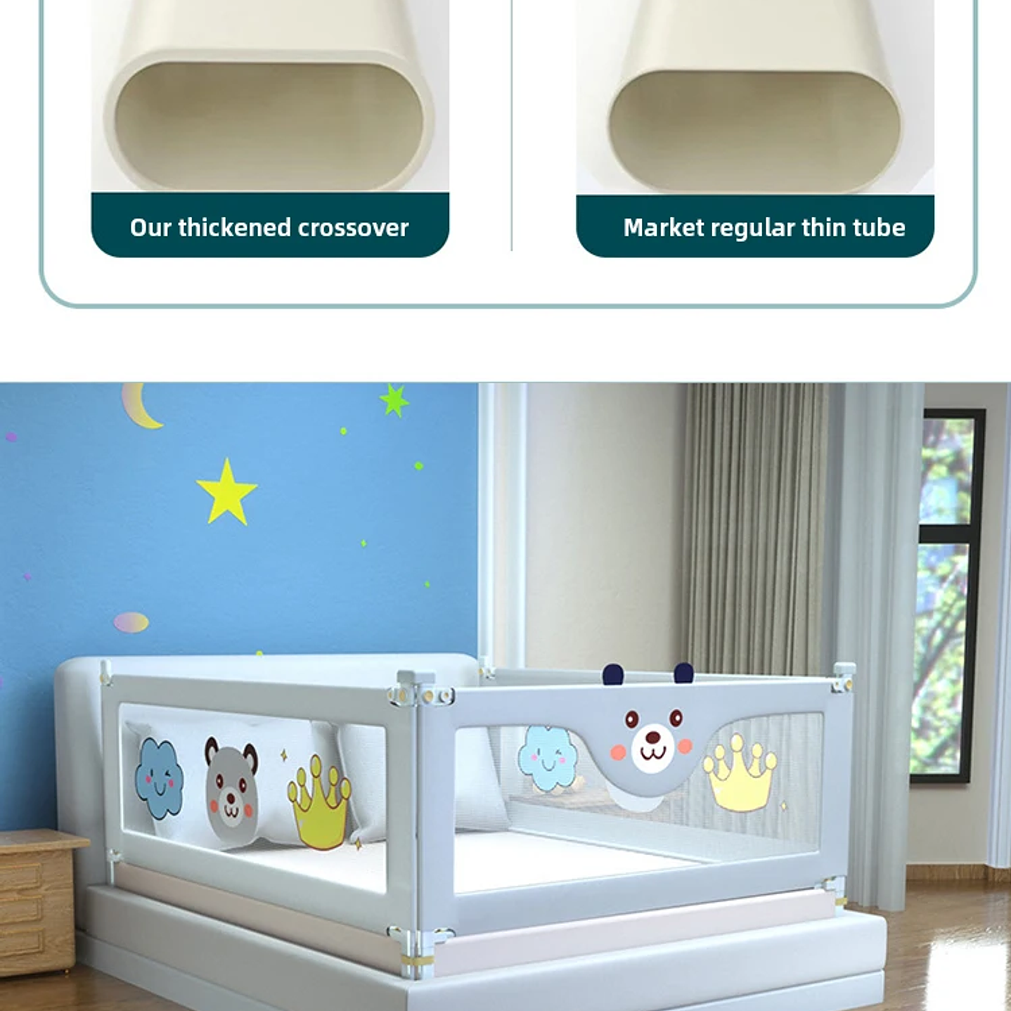 Barandilla de Cama IMBABY Elevable 1.5–2m Seguridad Bebé 38