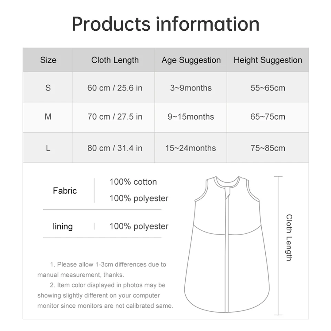 Saco de Dormir Bebé HOUSBAY 1.5 Tog Sin Mangas 6