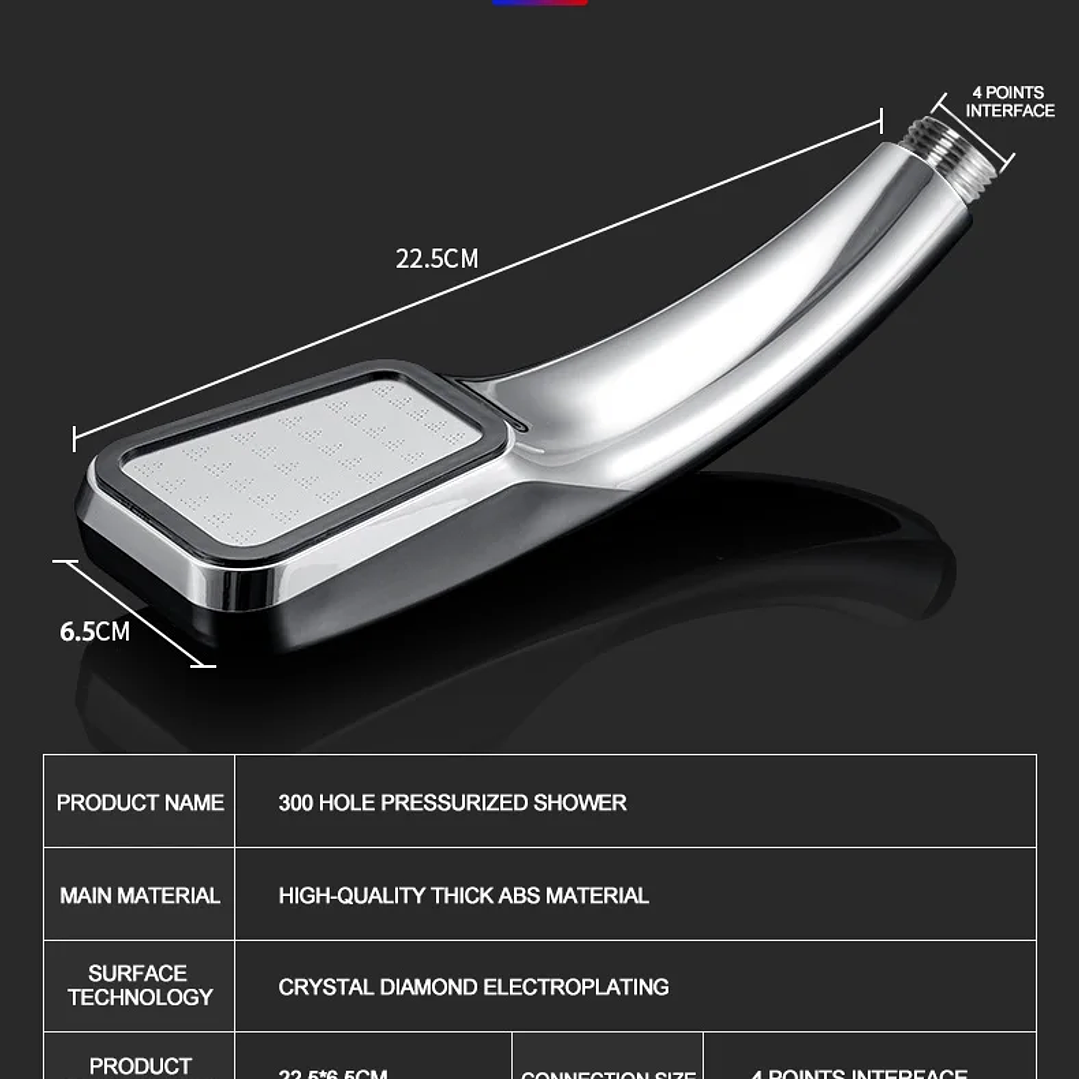 Cabezal de Ducha ZhangJi Alta Presión 300 Agujeros Ahorro de Agua 23