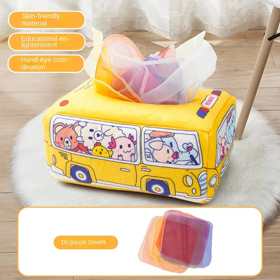 Caja de Pañuelos Montessori SMVP | Juguete Sensorial Educativo para Bebés 8