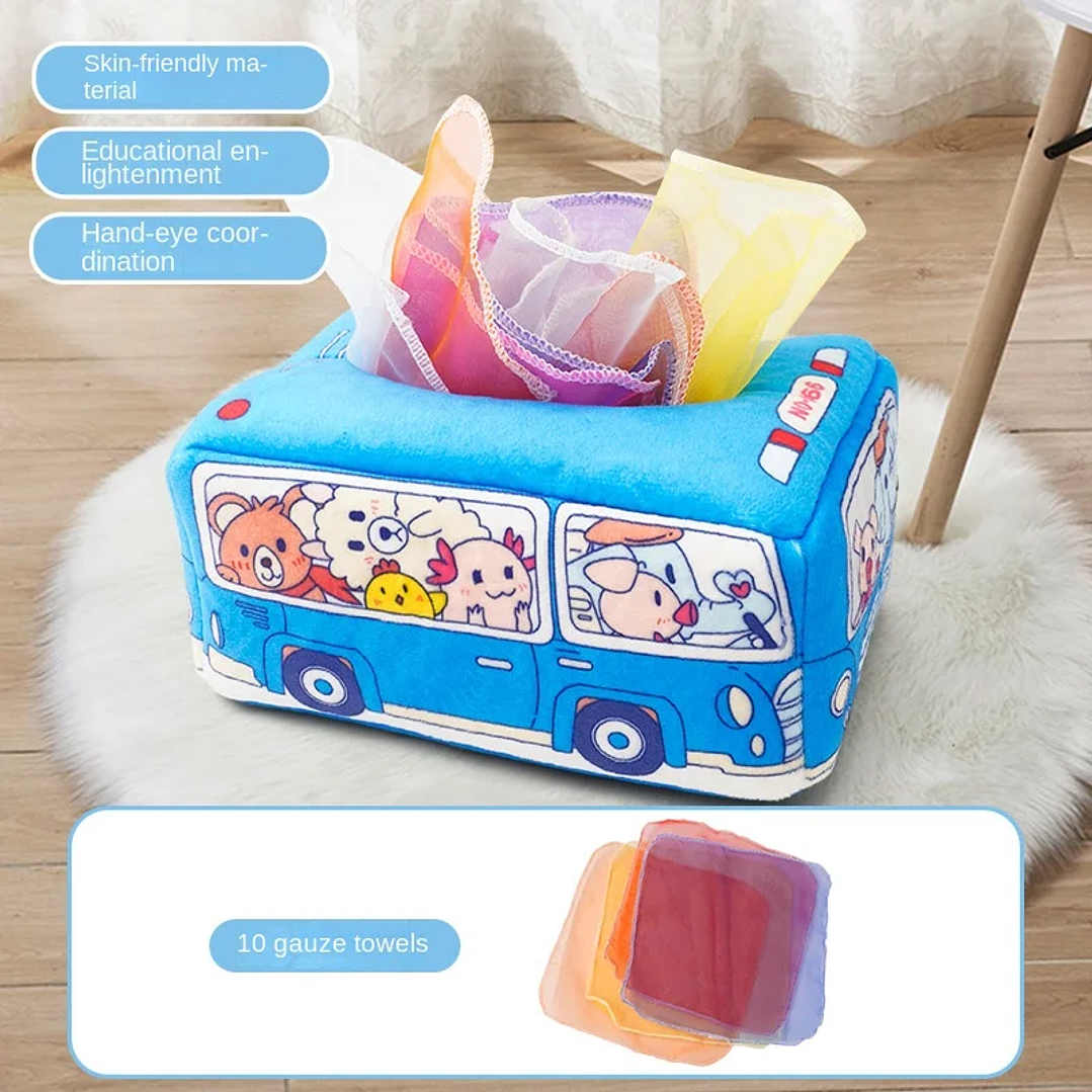 Caja de Pañuelos Montessori SMVP | Juguete Sensorial Educativo para Bebés 9
