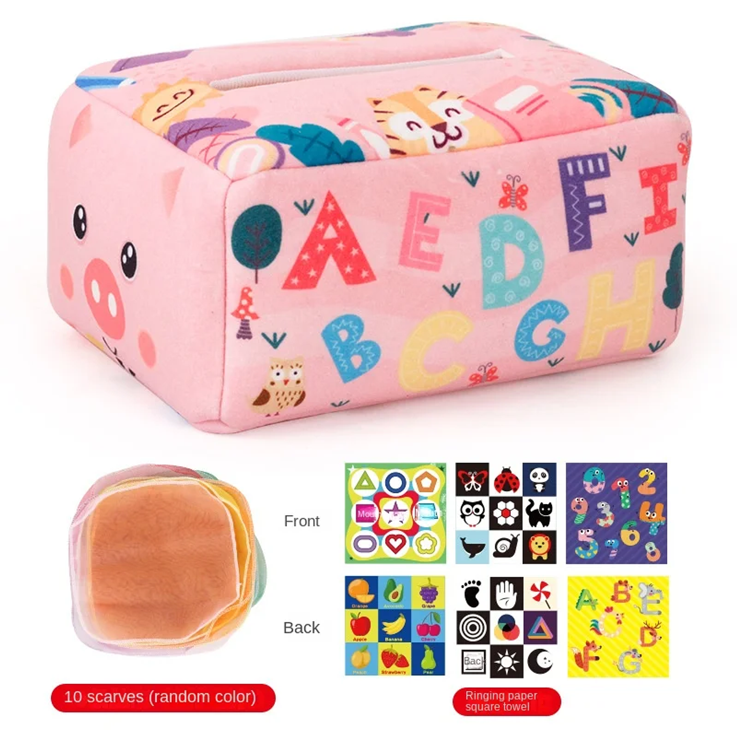 Caja de Pañuelos Montessori SMVP | Juguete Sensorial Educativo para Bebés 12